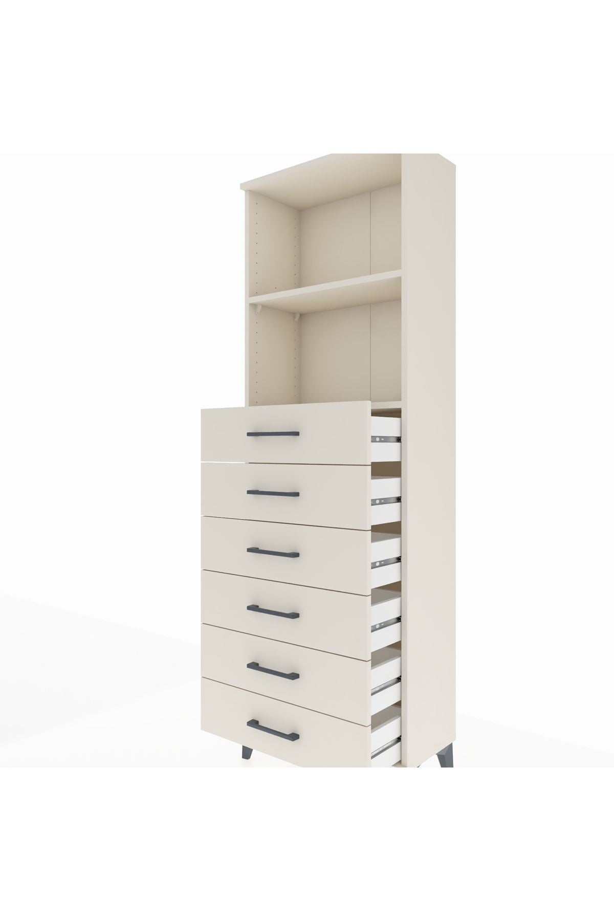 Arges Dolap 2 Raflı 6 Çekmeceli 60x30x182 - S23M034V1A