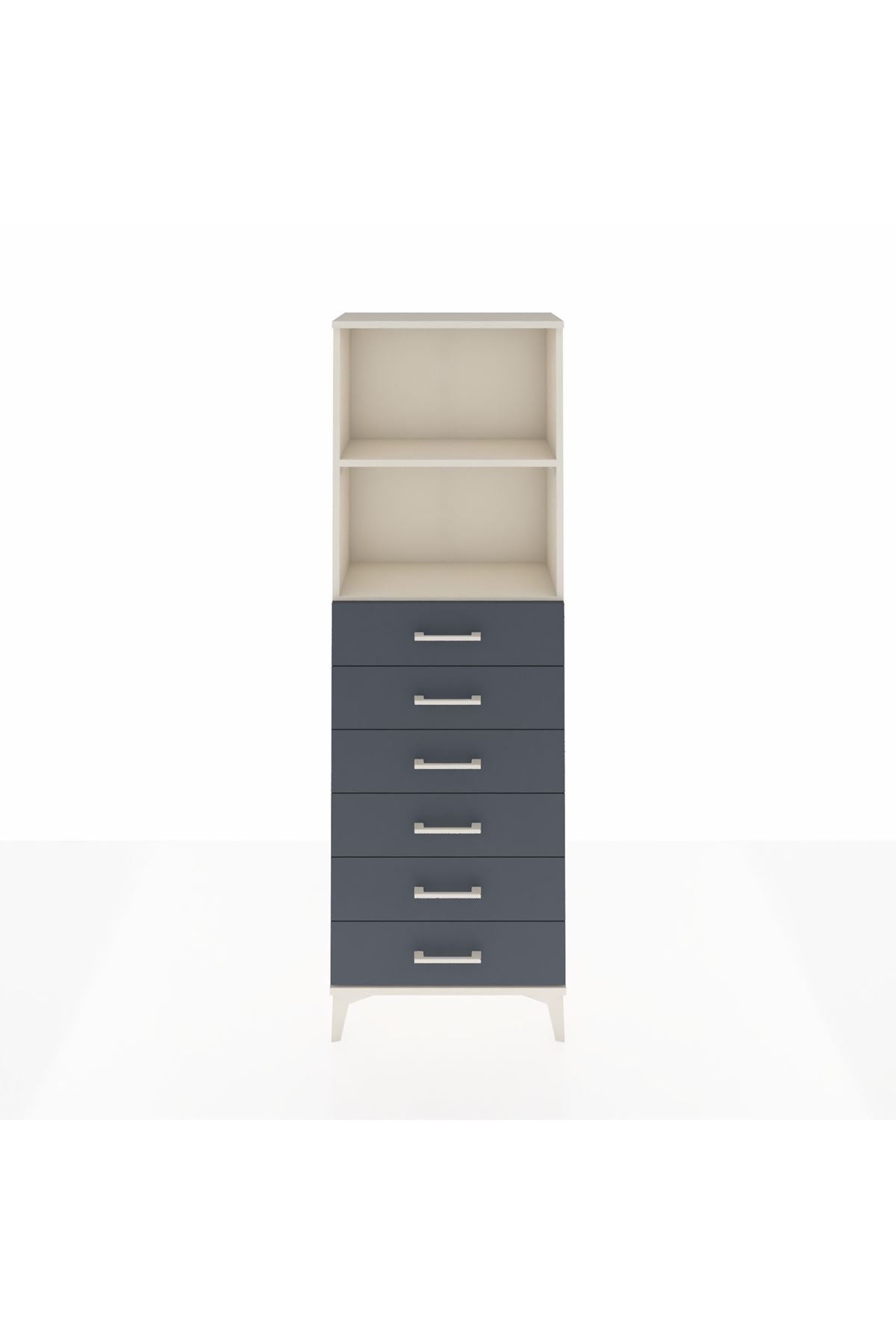 Arges Dolap 2 Raflı 6 Çekmeceli 60x30x182 Aytaşı-Antrasit