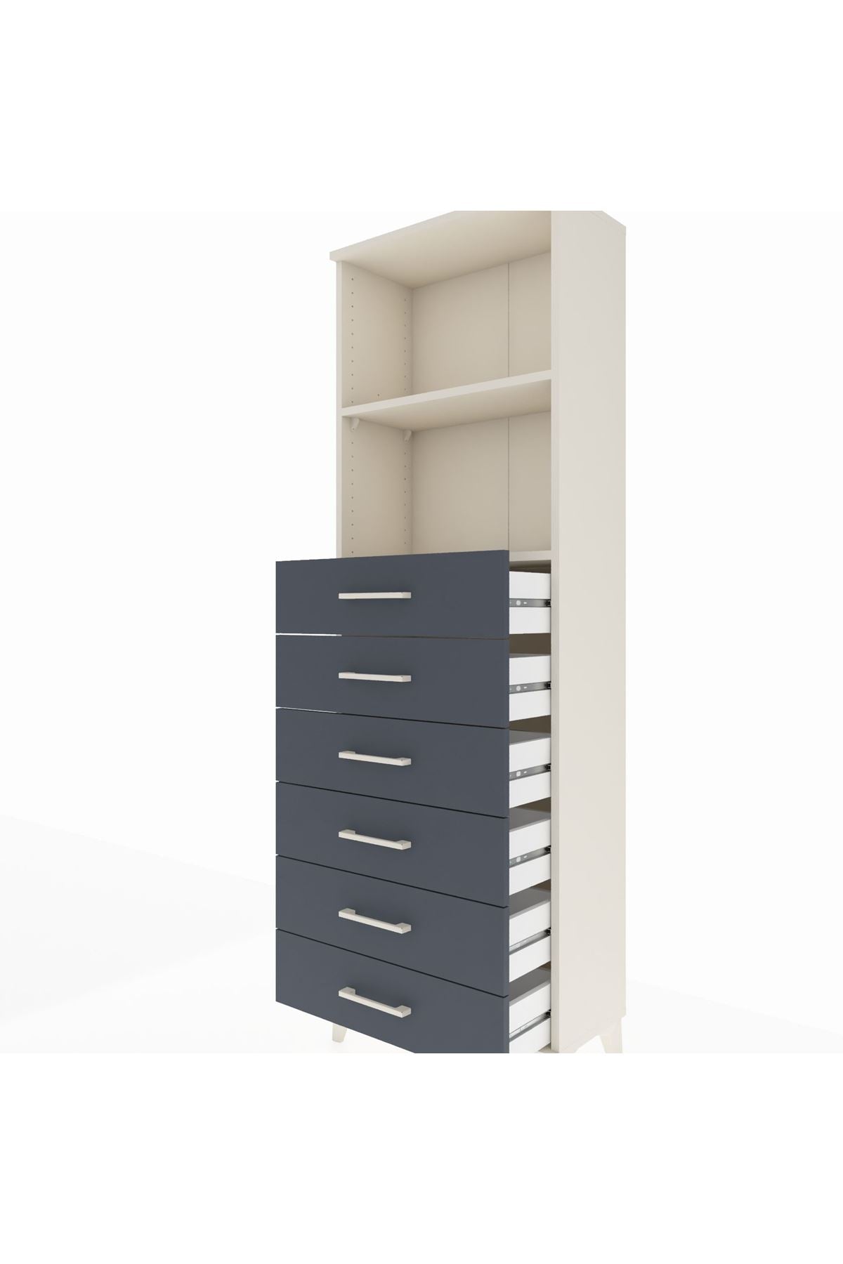 Arges Dolap 2 Raflı 6 Çekmeceli 60x30x182 Aytaşı-Antrasit