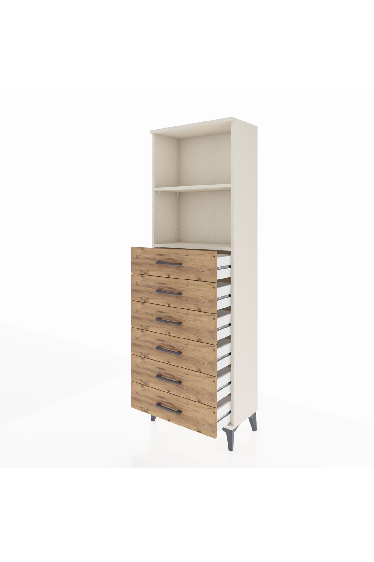 Arges Dolap 2 Raflı 6 Çekmeceli 60x30x182 Aytaşı-Çam