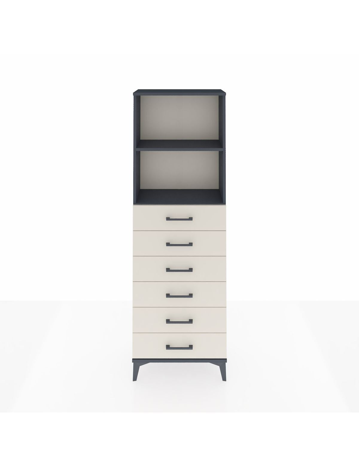 Arges Dolap 2 Raflı 6 Çekmeceli 60x30x182 Antrasit-Aytaşı