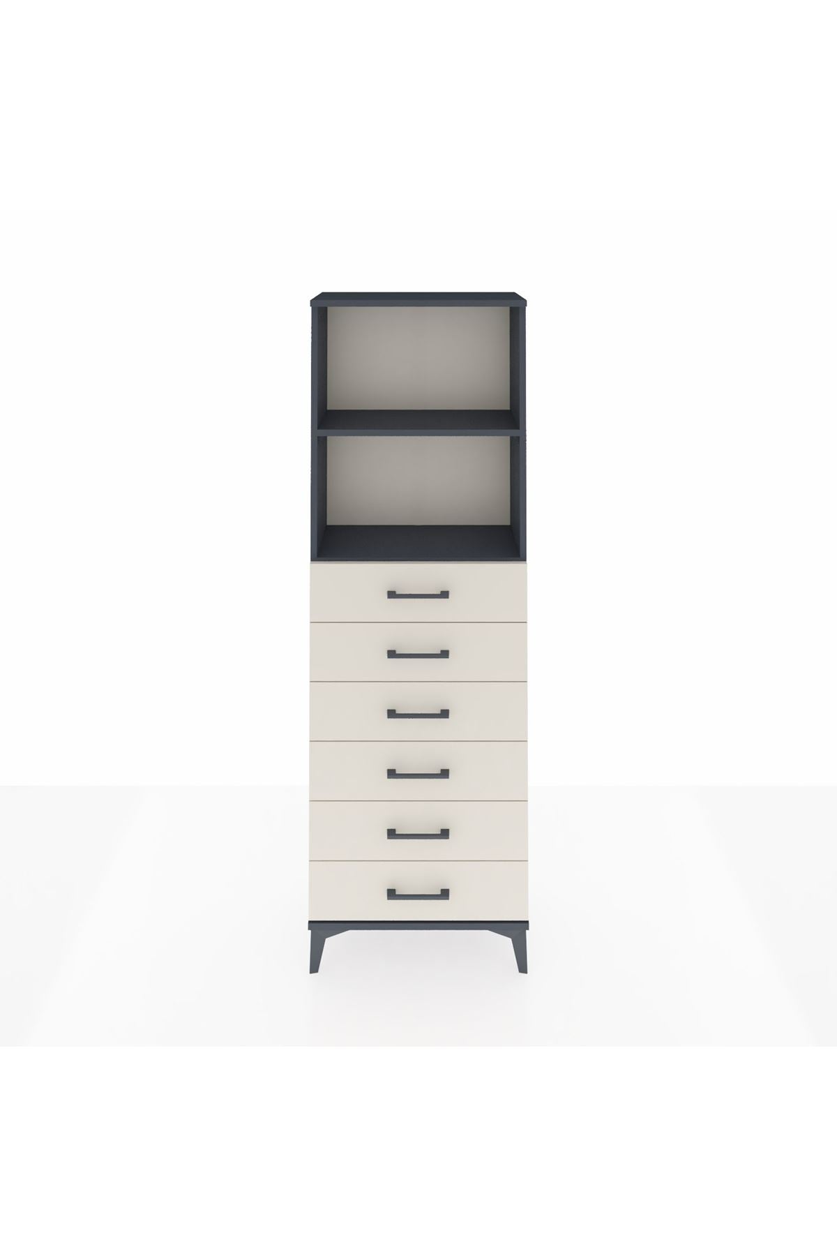 Arges Dolap 2 Raflı 6 Çekmeceli 60x30x182 Antrasit-Aytaşı