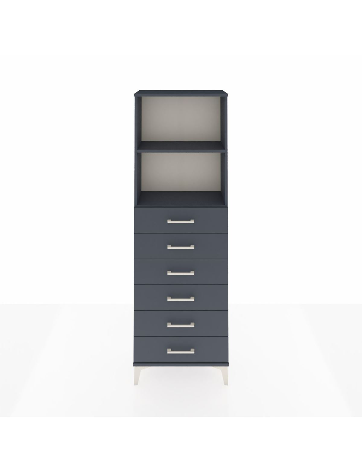 Arges Dolap 2 Raflı 6 Çekmeceli 60x30x182 Antrasit-Antrasit