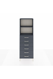 Arges Dolap 2 Raflı 6 Çekmeceli 60x30x182 Antrasit-Antrasit