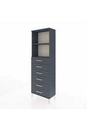 Arges Dolap 2 Raflı 6 Çekmeceli 60x30x182 Antrasit-Antrasit