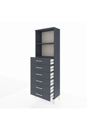 Arges Dolap 2 Raflı 6 Çekmeceli 60x30x182 Antrasit-Antrasit