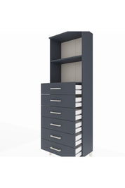 Arges Dolap 2 Raflı 6 Çekmeceli 60x30x182 Antrasit-Antrasit