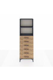 Arges Dolap 2 Raflı 6 Çekmeceli 60x30x182 Antrasit-Çam