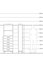 Arges Dolap 2 Raflı 6 Çekmeceli 60x30x182 Antrasit-Antrasit
