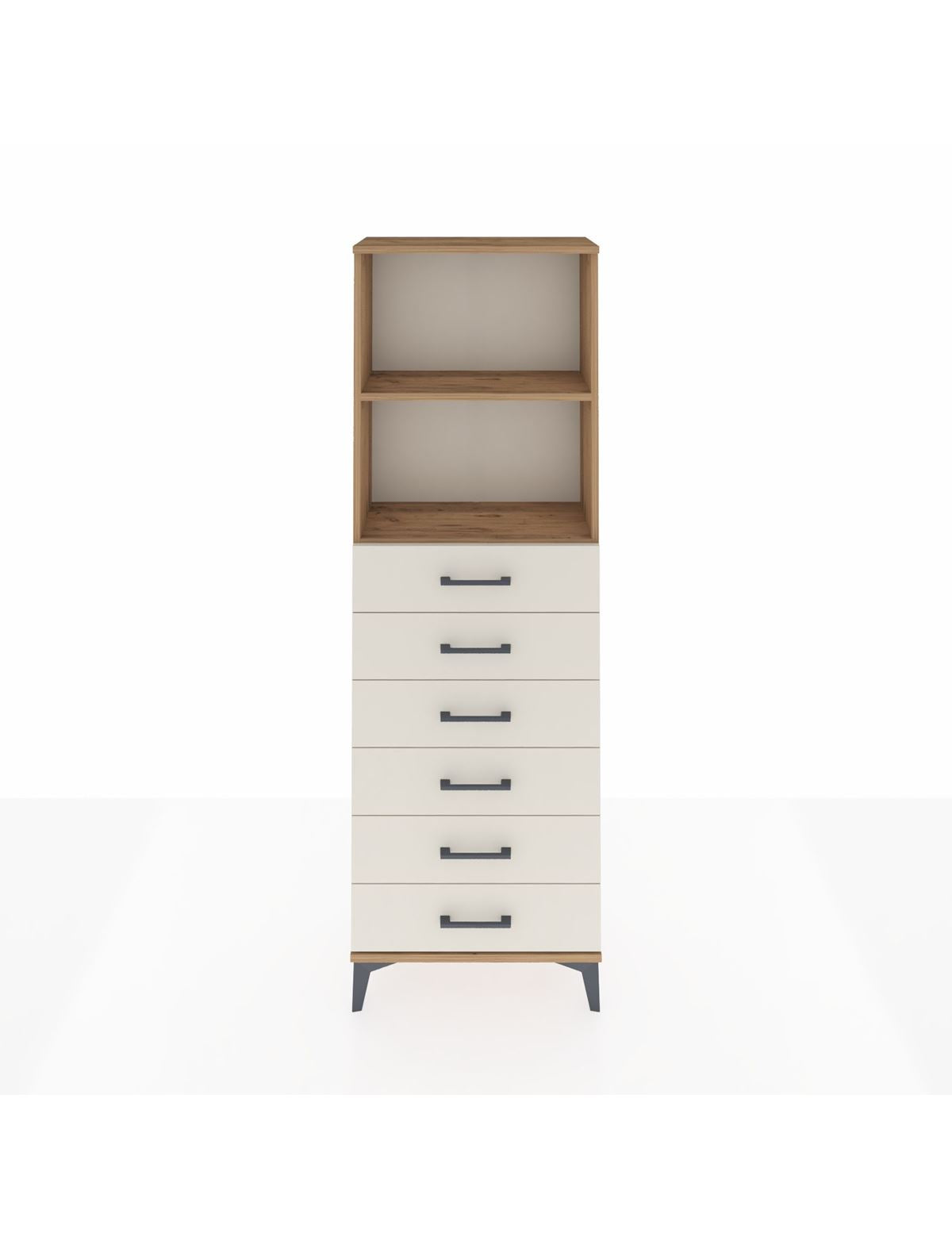 Arges Dolap 2 Raflı 6 Çekmeceli 60x30x182 Çam-Aytaşı