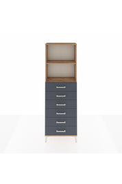 Arges Dolap 2 Raflı 6 Çekmeceli 60x30x182 Çam-Antrasit