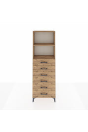 Arges Dolap 2 Raflı 6 Çekmeceli 60x30x182 Çam-Çam