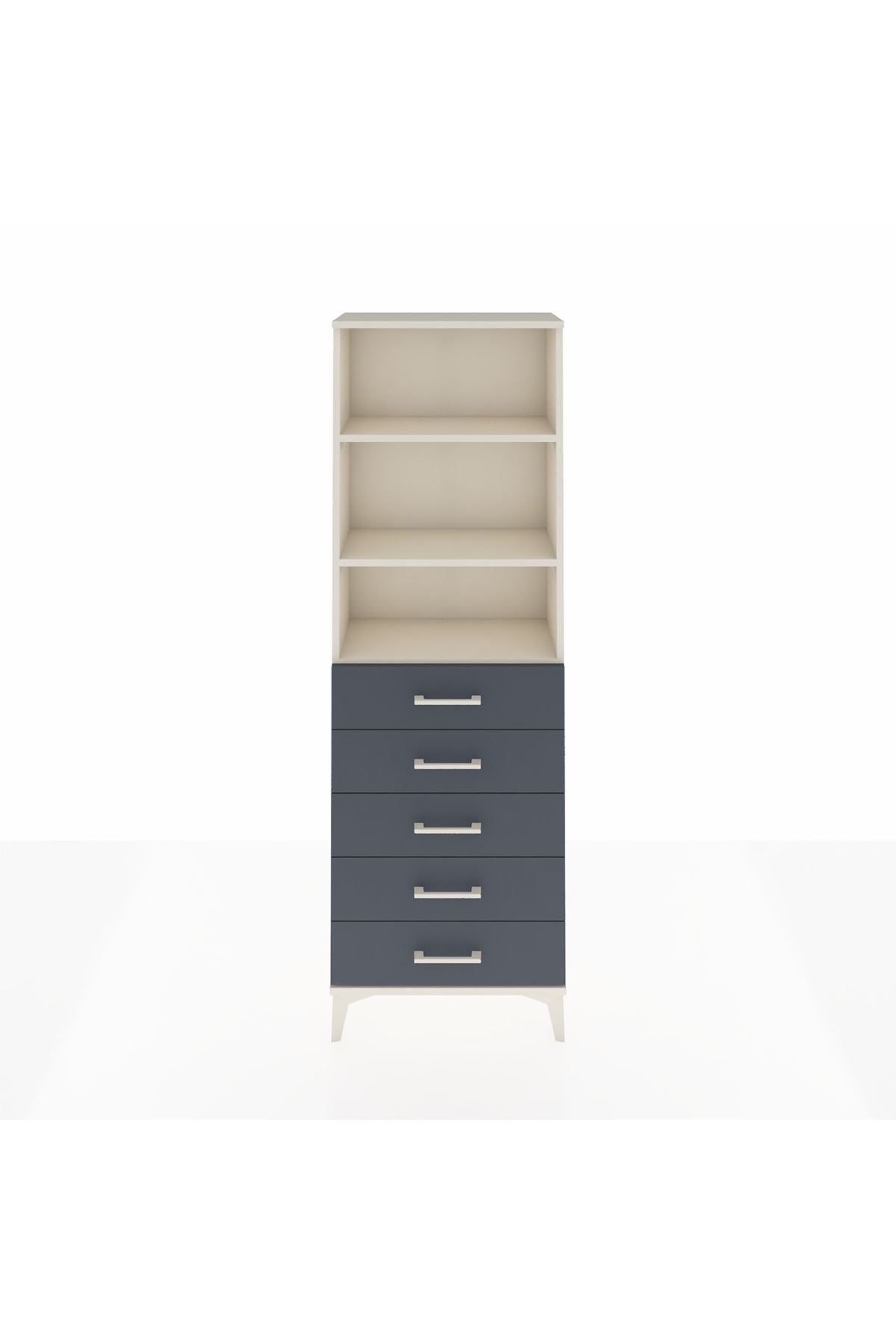 Arges Dolap 3 Raflı 5 Çekmeceli 60x30x182 Aytaşı-Antrasit