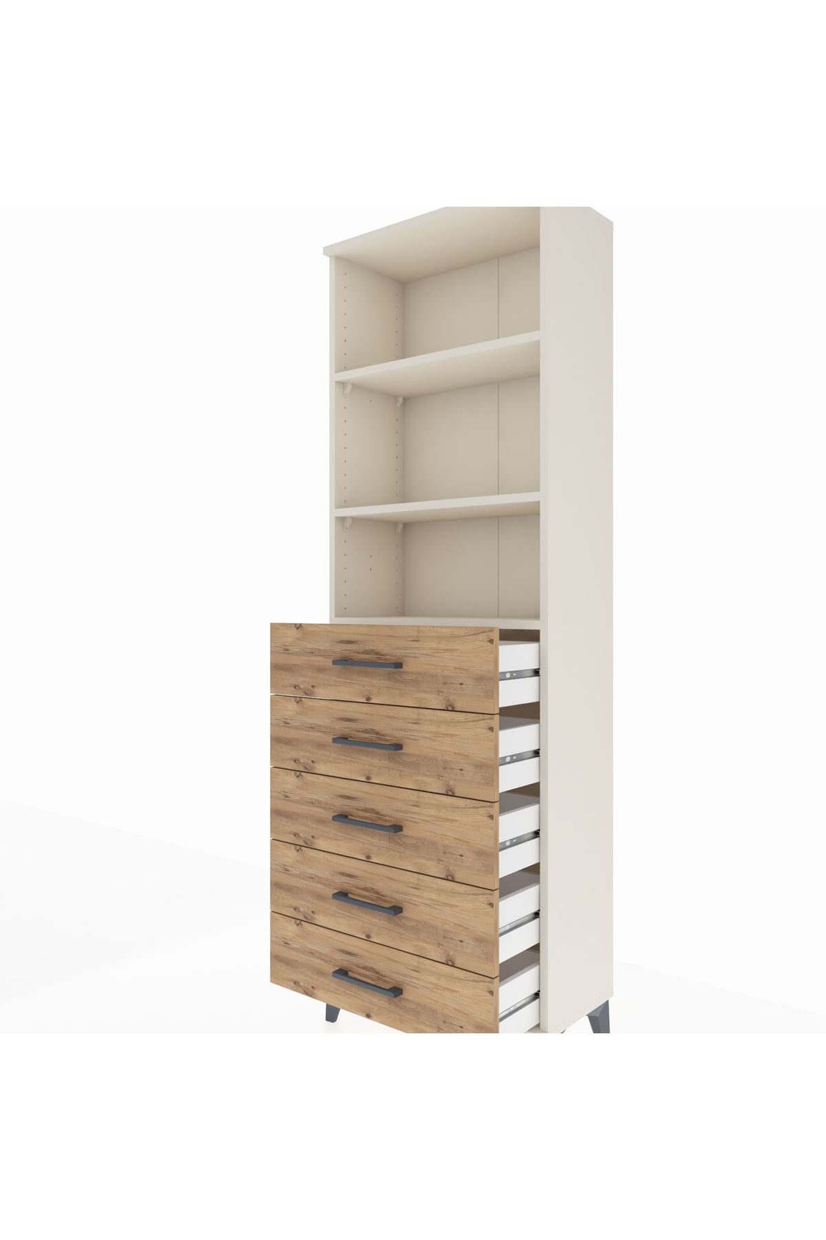 Arges Dolap 3 Raflı 5 Çekmeceli 60x30x182 Aytaşı-Çam