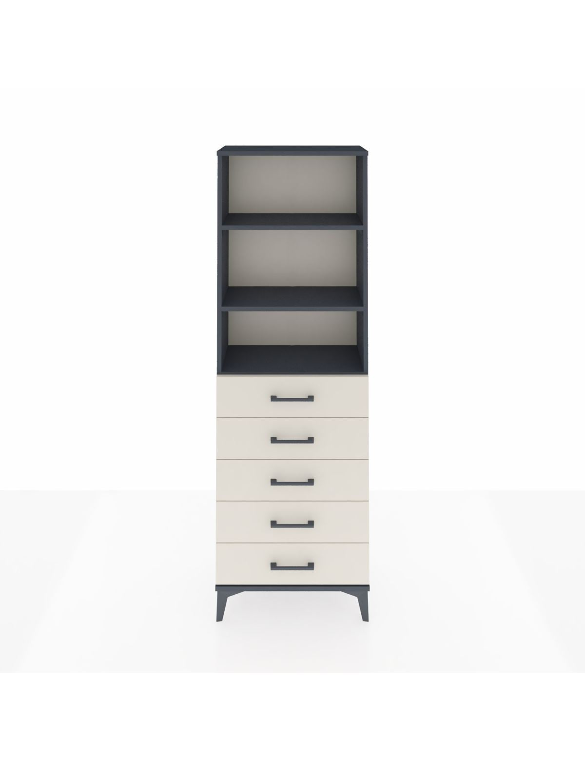 Arges Dolap 3 Raflı 5 Çekmeceli 60x30x182 Antrasit-Aytaşı