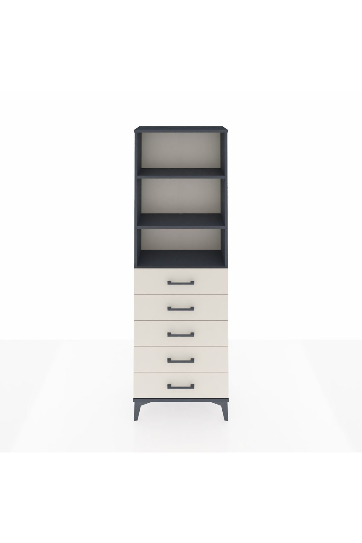 Arges Dolap 3 Raflı 5 Çekmeceli 60x30x182 Antrasit-Aytaşı