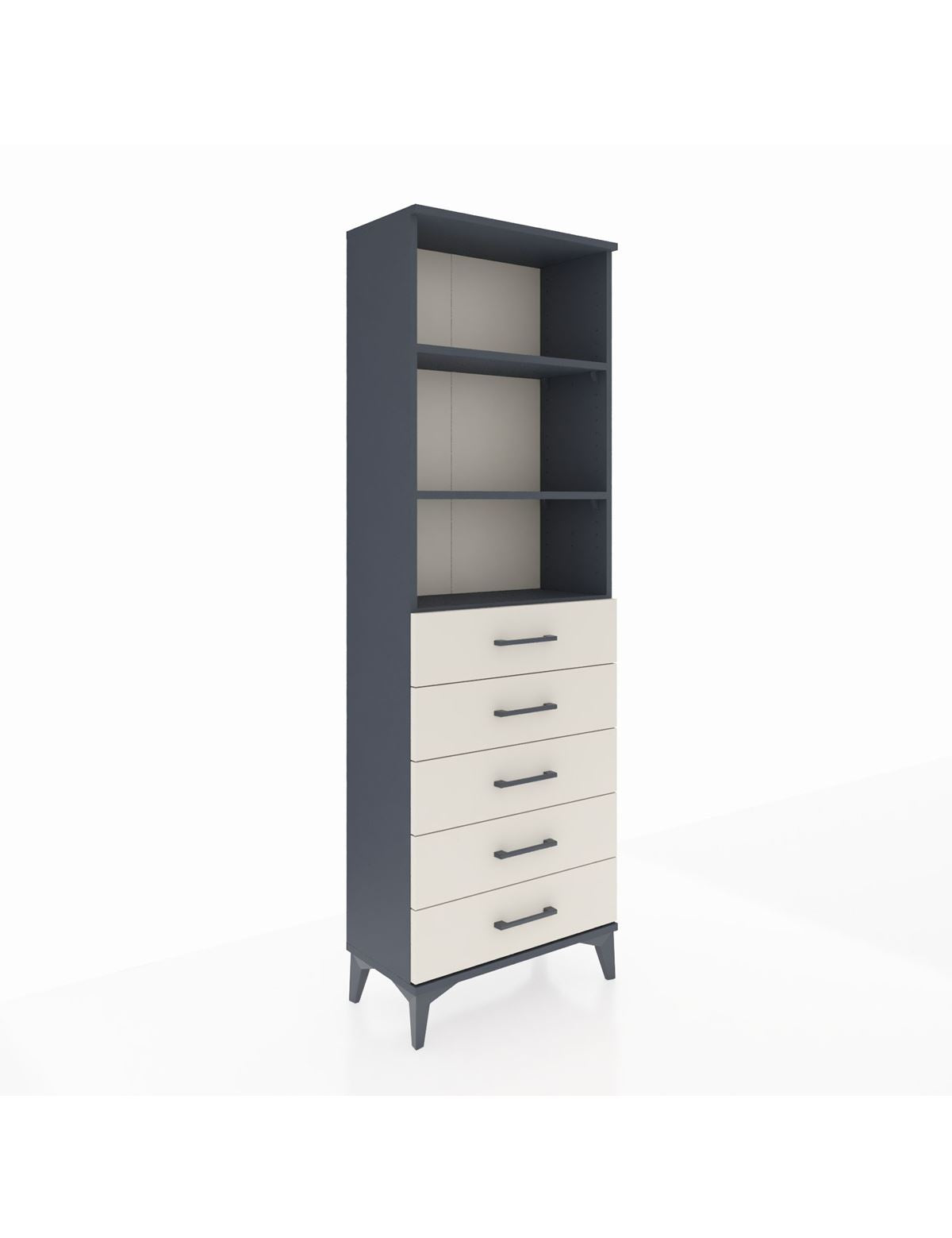 Arges Dolap 3 Raflı 5 Çekmeceli 60x30x182 Antrasit-Aytaşı