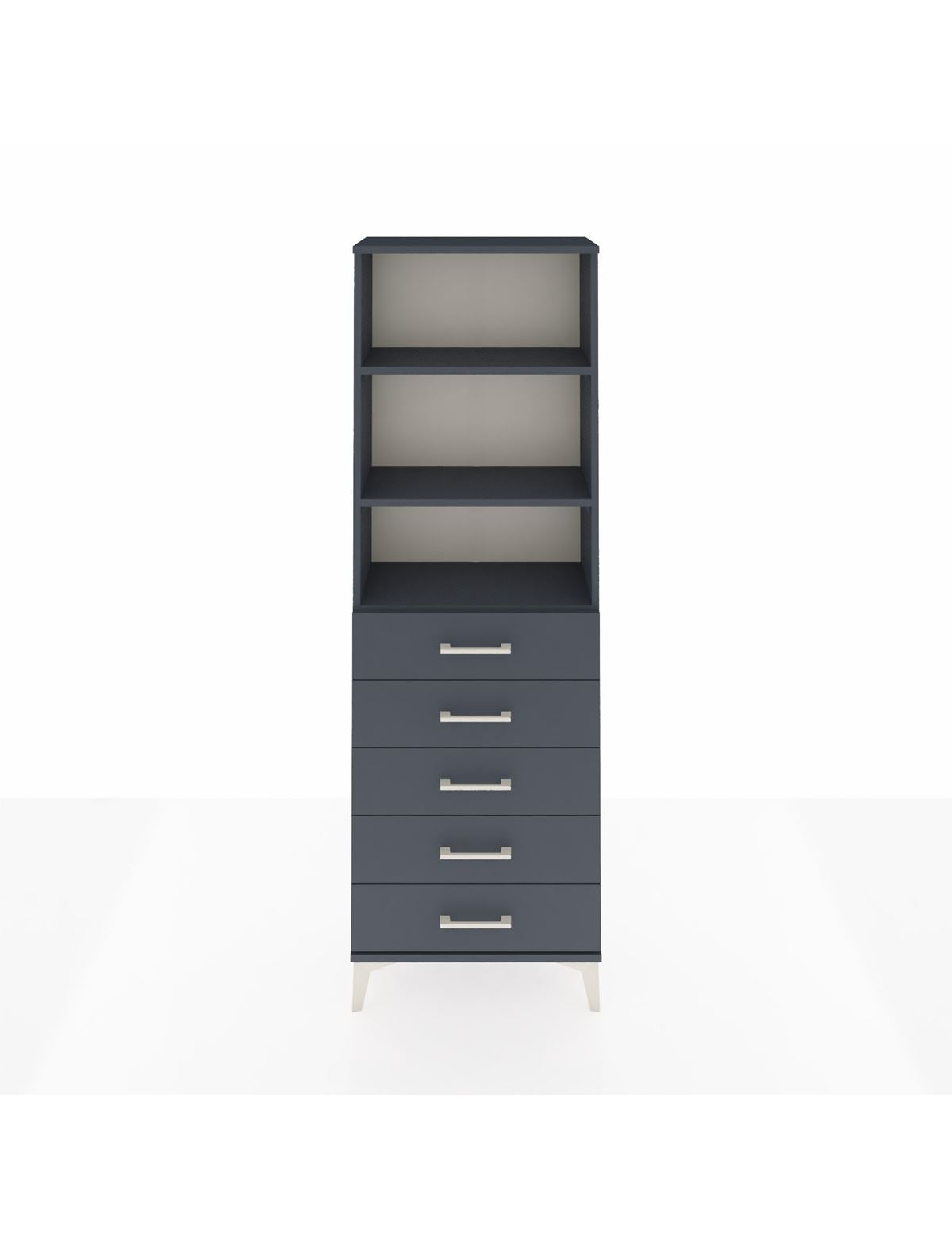 Arges Dolap 3 Raflı 5 Çekmeceli 60x30x182 Antrasit-Antrasit