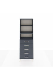 Arges Dolap 3 Raflı 5 Çekmeceli 60x30x182 Antrasit-Antrasit