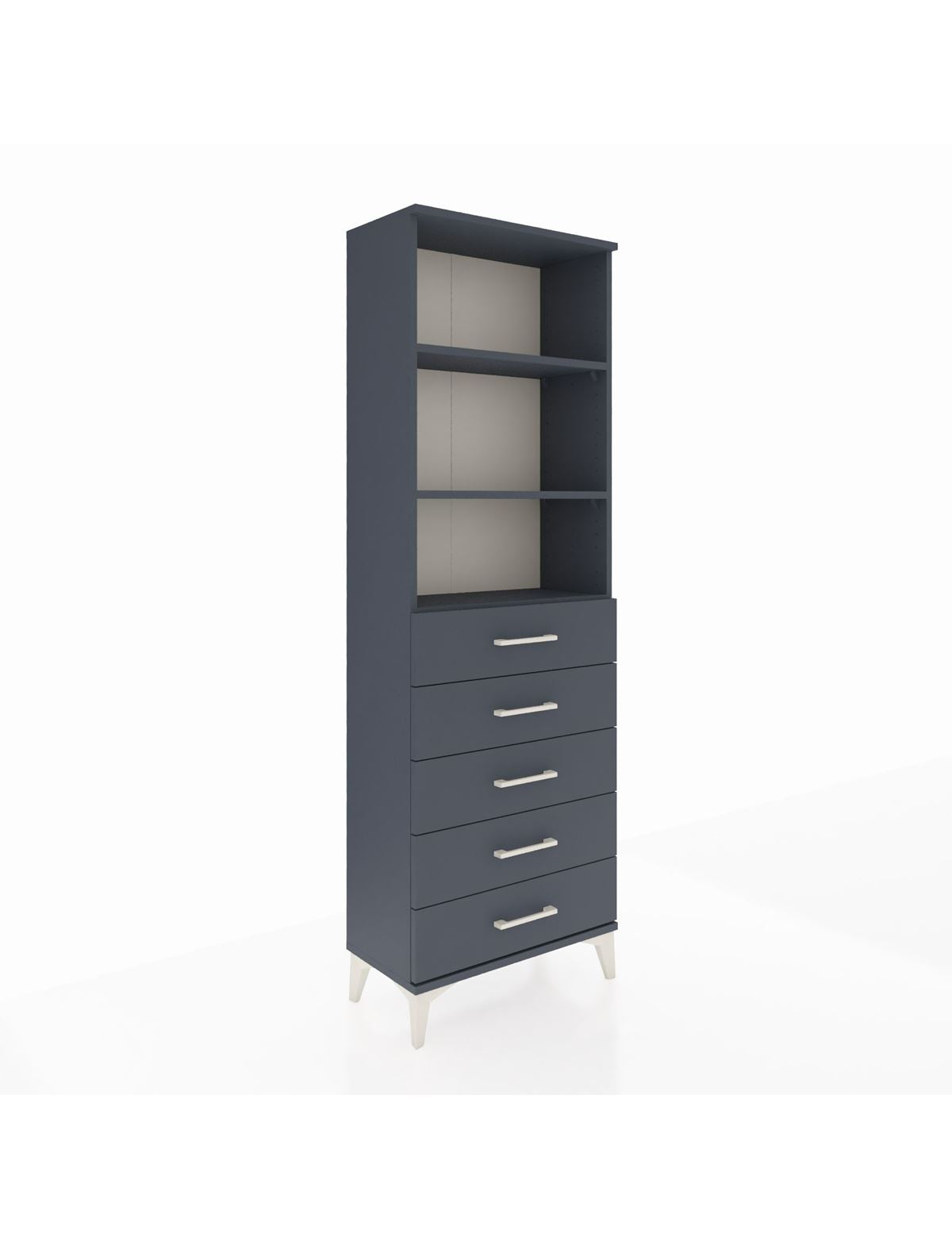 Arges Dolap 3 Raflı 5 Çekmeceli 60x30x182 Antrasit-Antrasit