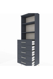 Arges Dolap 3 Raflı 5 Çekmeceli 60x30x182 Antrasit-Antrasit