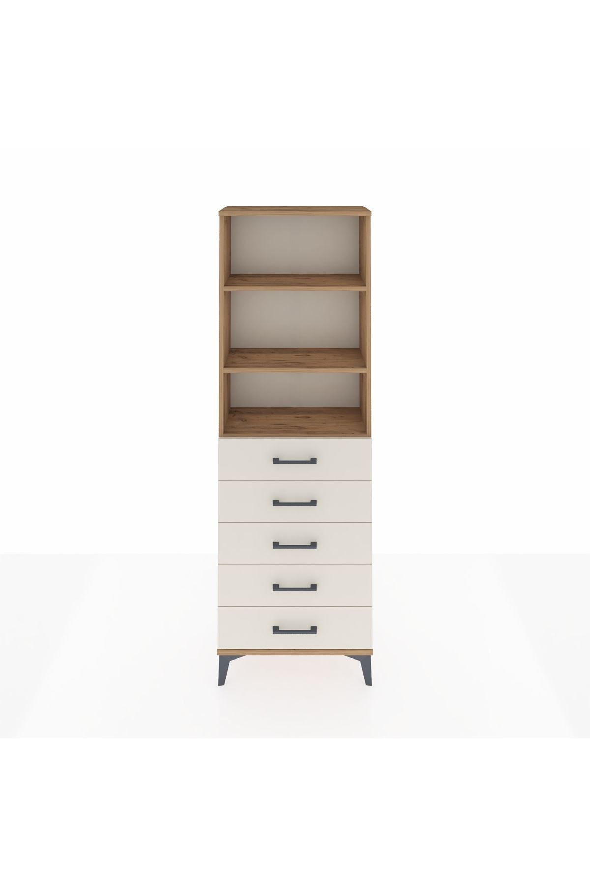 Arges Dolap 3 Raflı 5 Çekmeceli 60x30x182 Çam-Aytaşı