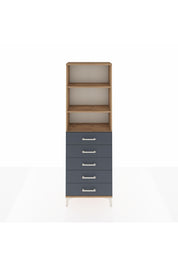 Arges Dolap 3 Raflı 5 Çekmeceli 60x30x182 Çam-Antrasit