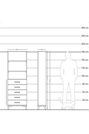 Arges Dolap 3 Raflı 5 Çekmeceli 60x30x182 Çam-Antrasit
