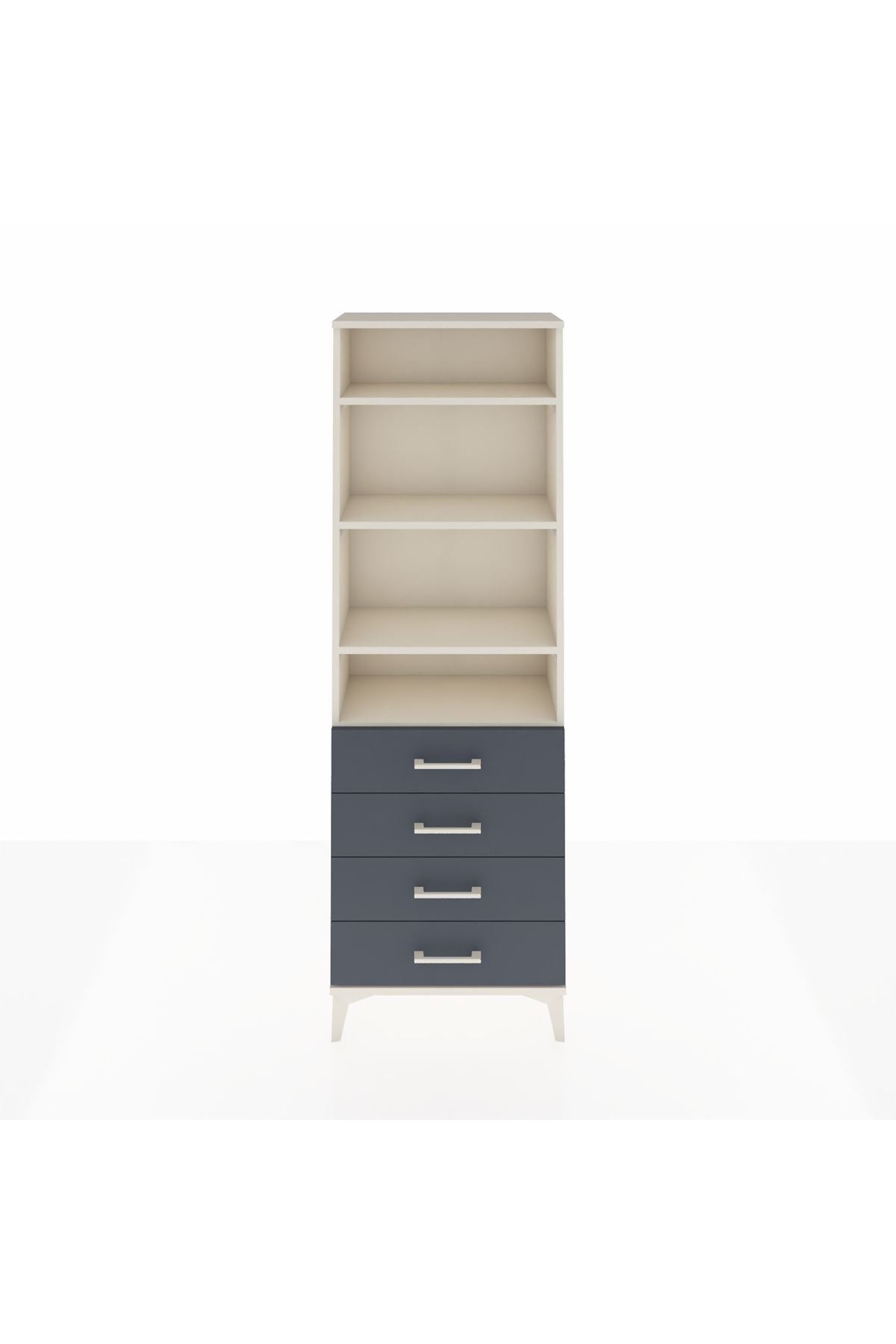 Arges Dolap 4 Raflı 4 Çekmeceli 60x30x182 Aytaşı-Antrasit