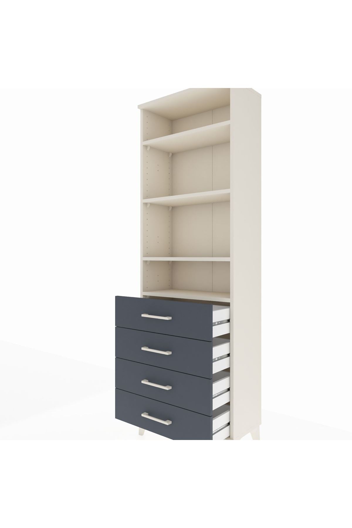 Arges Dolap 4 Raflı 4 Çekmeceli 60x30x182 Aytaşı-Antrasit