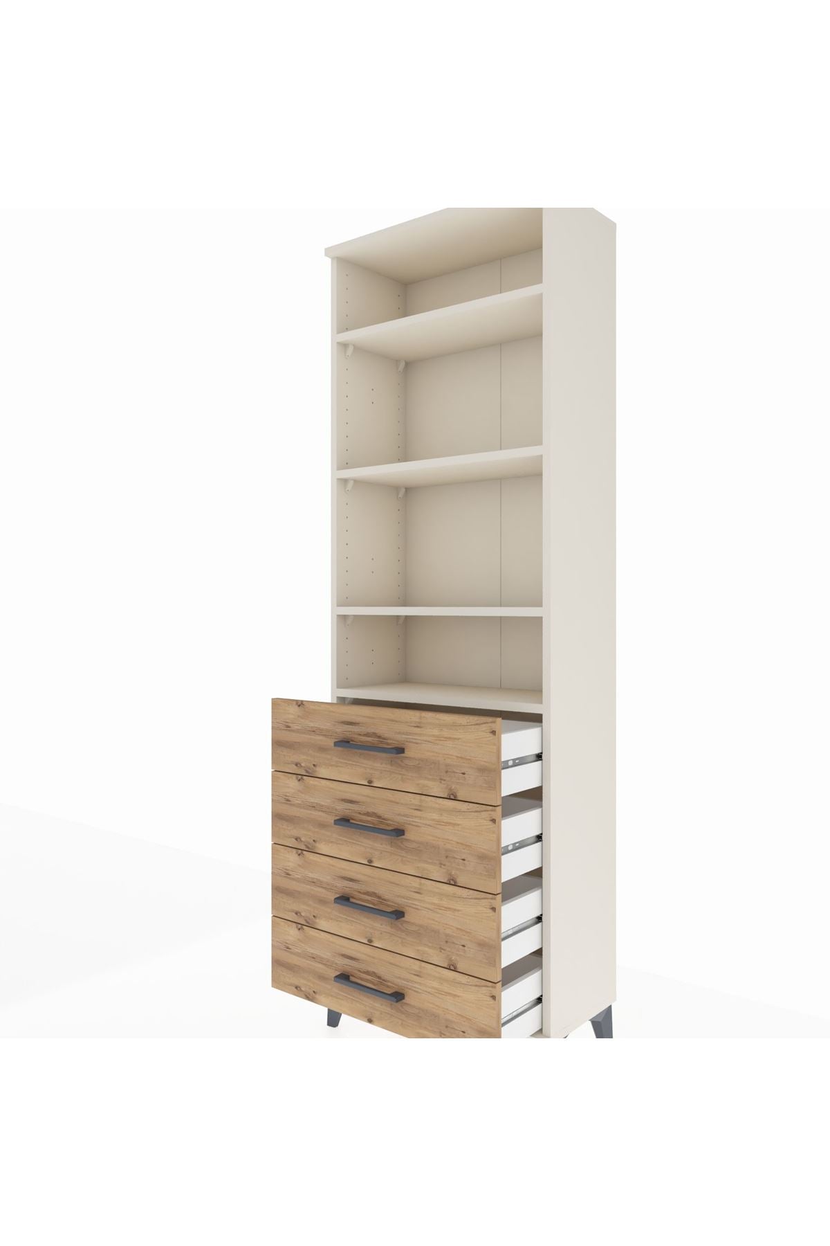 Arges Dolap 4 Raflı 4 Çekmeceli 60x30x182 Aytaşı-Çam