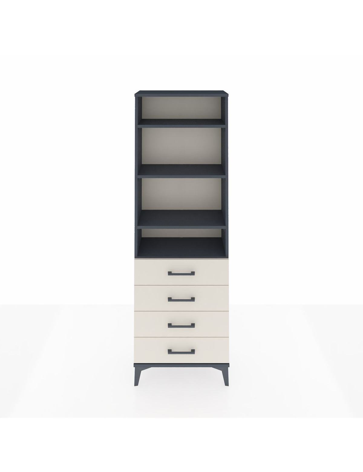 Arges Dolap 4 Raflı 4 Çekmeceli 60x30x182 Antrasit-Aytaşı