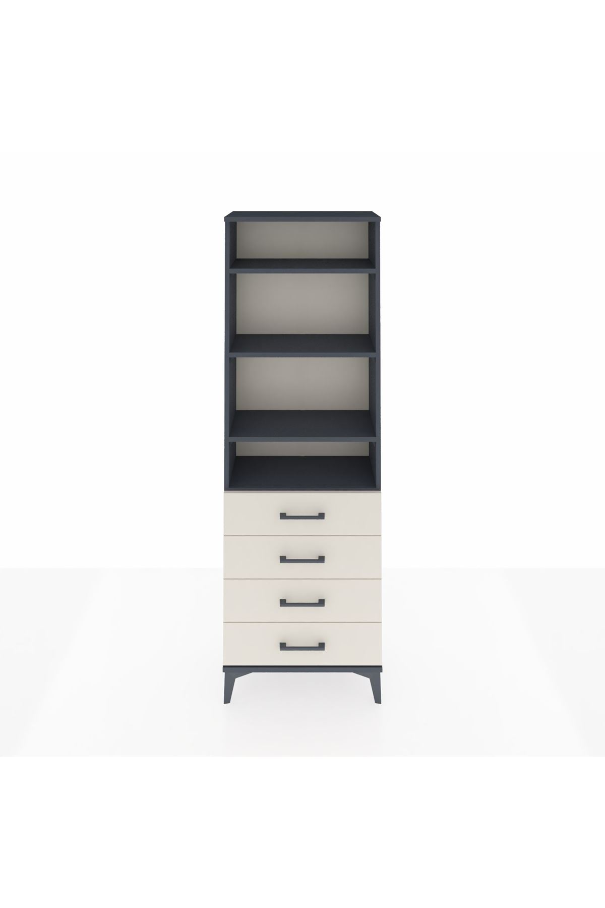 Arges Dolap 4 Raflı 4 Çekmeceli 60x30x182 Antrasit-Aytaşı