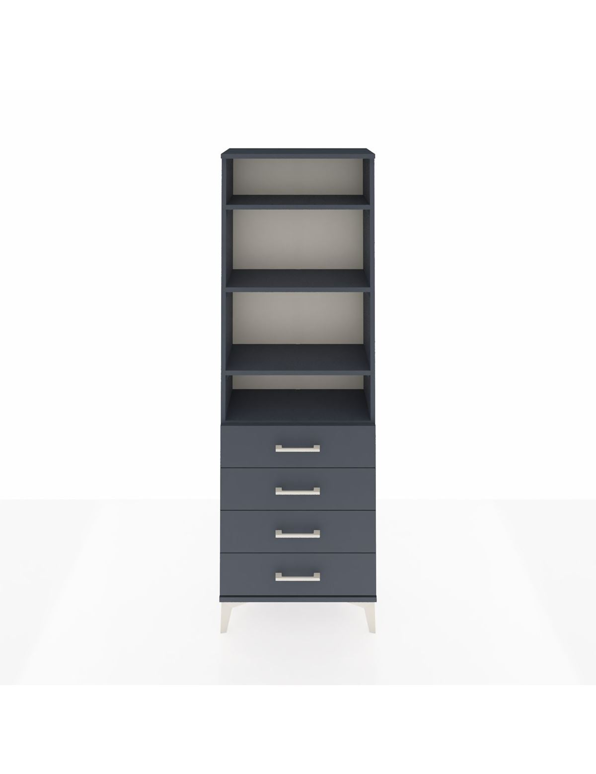 Arges Dolap 4 Raflı 4 Çekmeceli 60x30x182 Antrasit-Antrasit