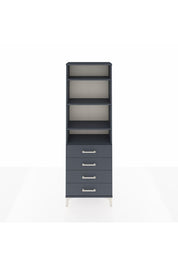 Arges Dolap 4 Raflı 4 Çekmeceli 60x30x182 Antrasit-Antrasit