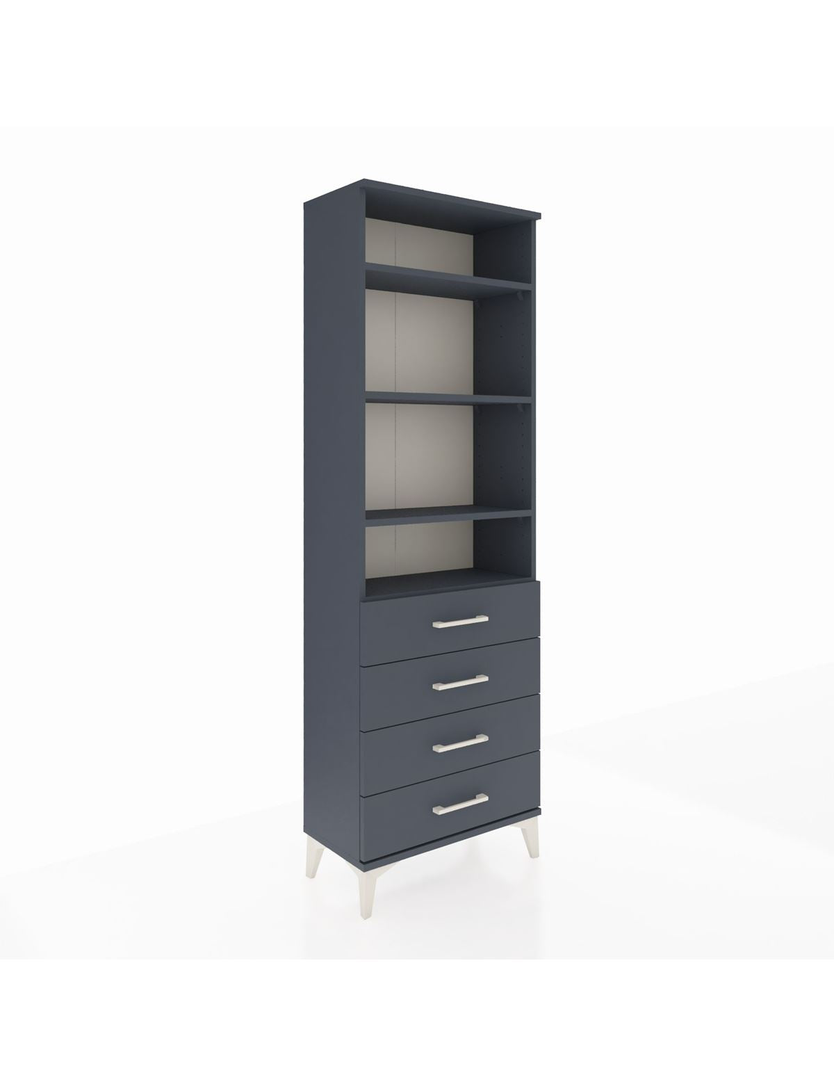 Arges Dolap 4 Raflı 4 Çekmeceli 60x30x182 Antrasit-Antrasit