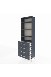 Arges Dolap 4 Raflı 4 Çekmeceli 60x30x182 Antrasit-Antrasit