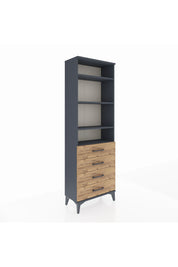 Arges Dolap 4 Raflı 4 Çekmeceli 60x30x182 Antrasit-Çam