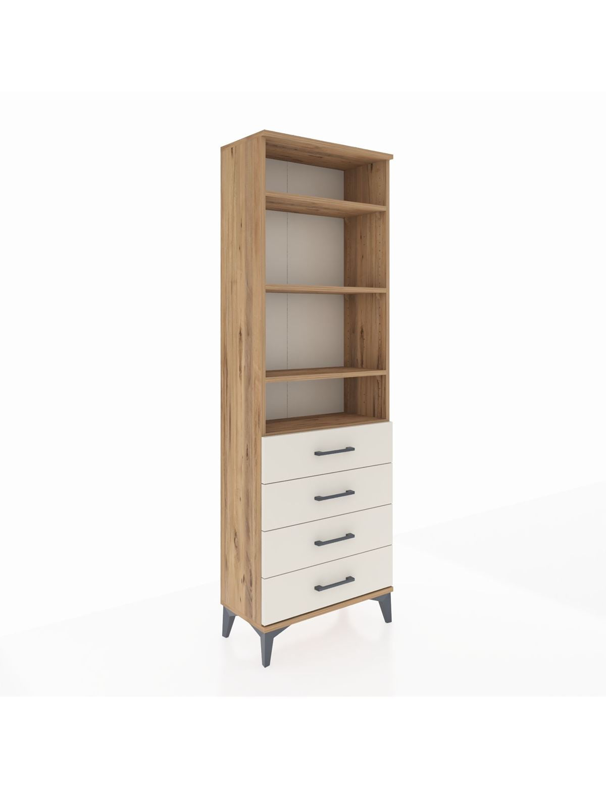 Arges Dolap 4 Raflı 4 Çekmeceli 60x30x182 Çam-Aytaşı