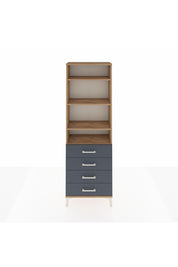 Arges Dolap 4 Raflı 4 Çekmeceli 60x30x182 Çam-Antrasit