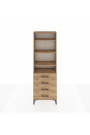 Arges Dolap 4 Raflı 4 Çekmeceli 60x30x182 Çam-Çam