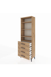 Arges Dolap 4 Raflı 4 Çekmeceli 60x30x182 Çam-Çam