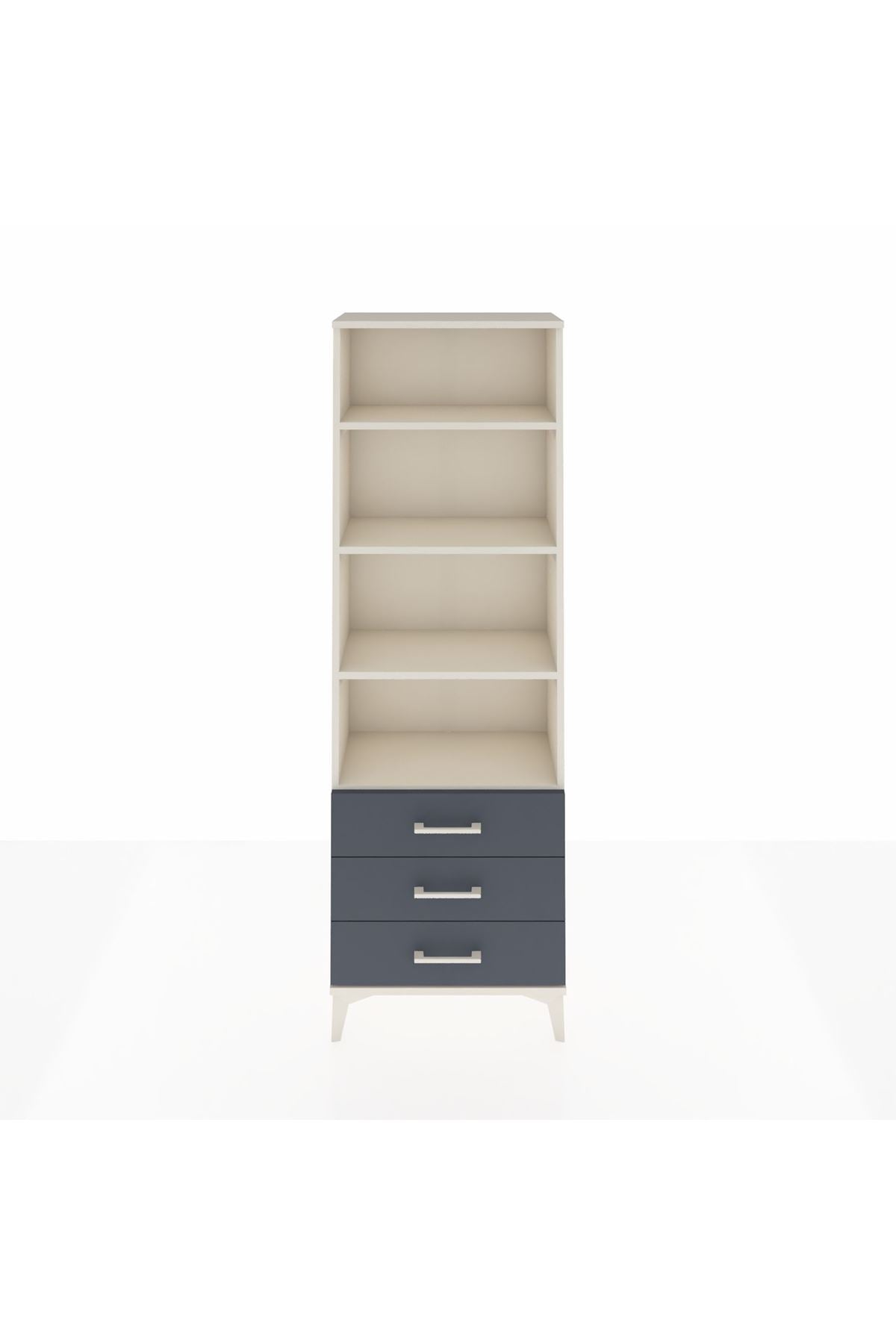 Arges Dolap 4 Raflı 3 Çekmeceli 60x30x182 Aytaşı-Antrasit