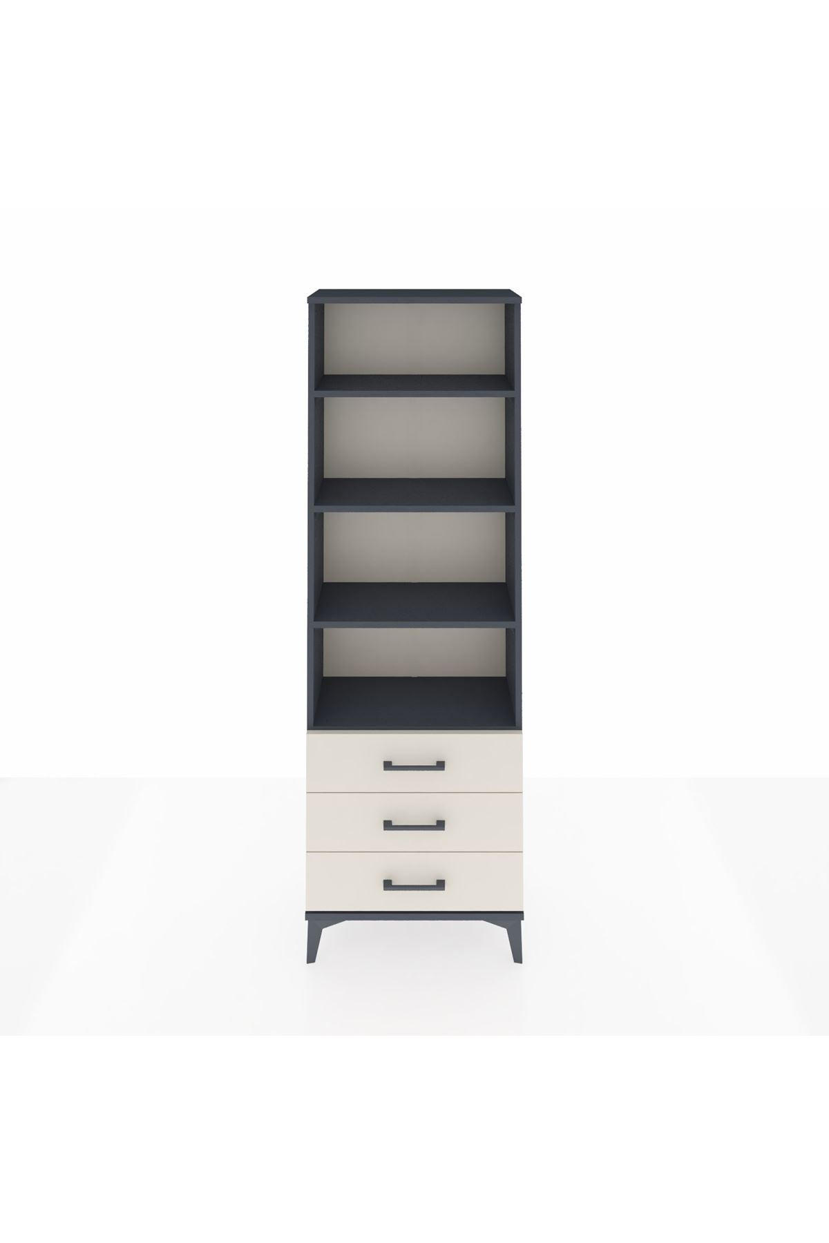 Arges Dolap 4 Raflı 3 Çekmeceli 60x30x182 Antrasit-Aytaşı