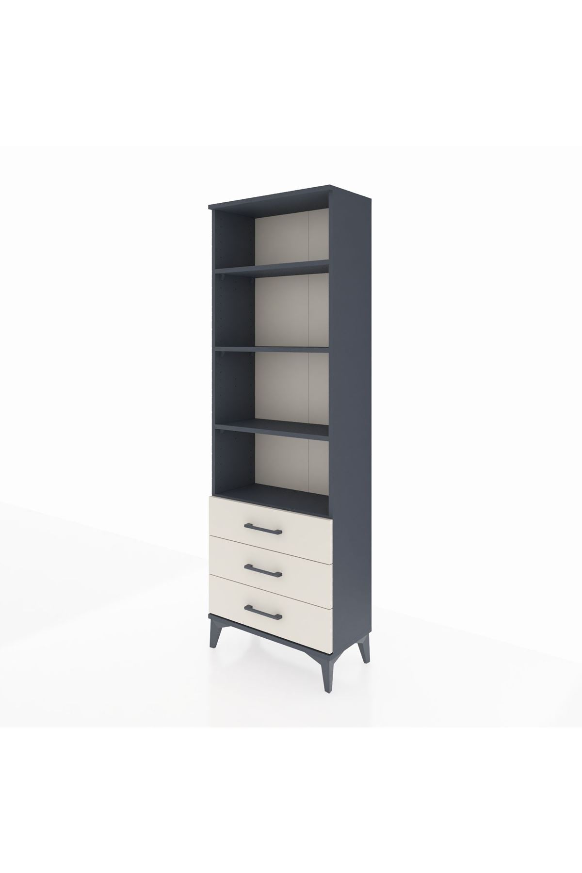 Arges Dolap 4 Raflı 3 Çekmeceli 60x30x182 Antrasit-Aytaşı