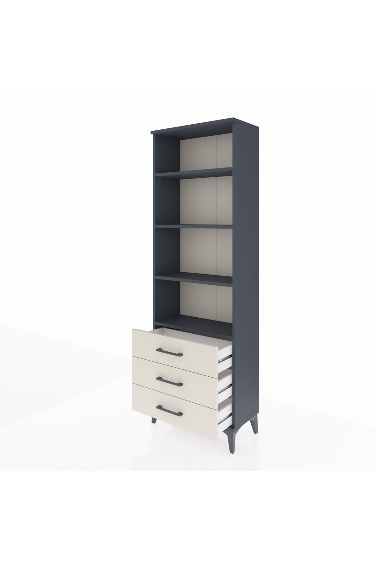 Arges Dolap 4 Raflı 3 Çekmeceli 60x30x182 Antrasit-Aytaşı