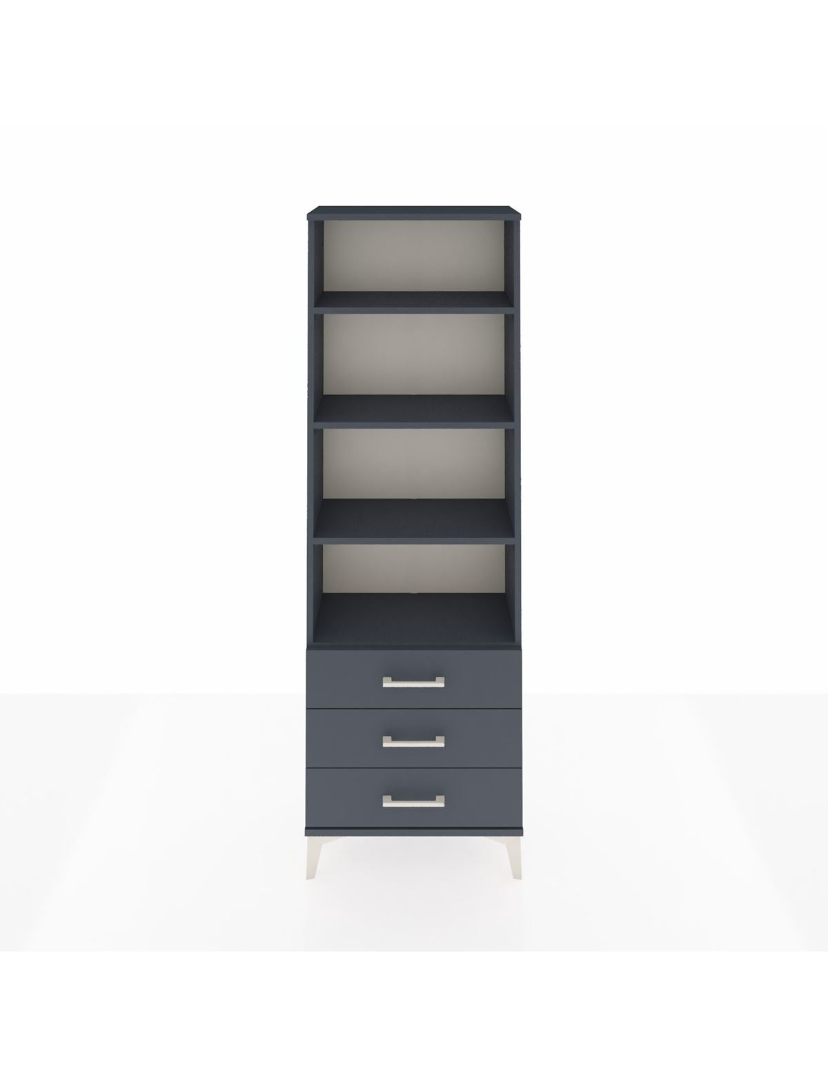 Arges Dolap 4 Raflı 3 Çekmeceli 60x30x182 Antrasit-Antrasit