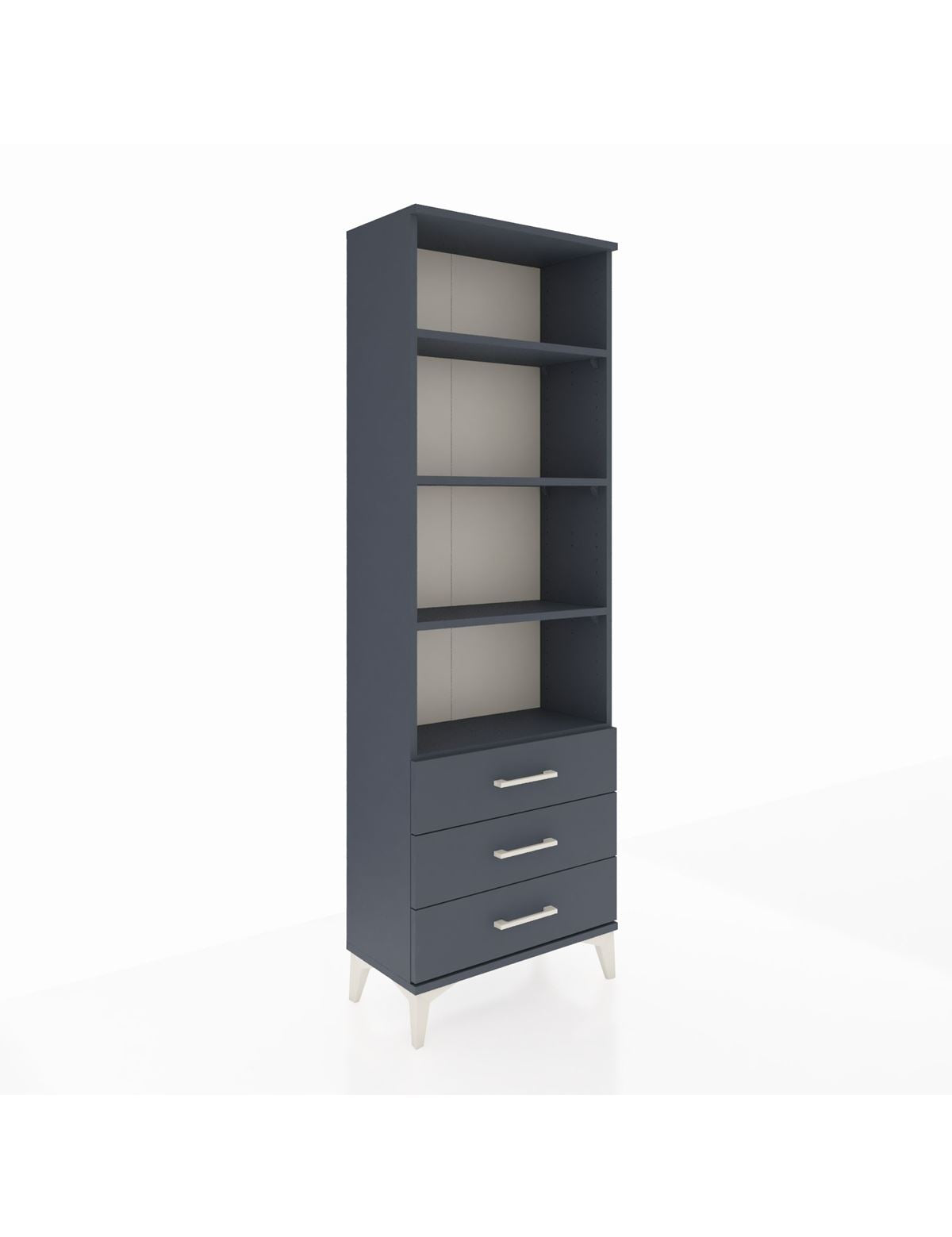 Arges Dolap 4 Raflı 3 Çekmeceli 60x30x182 Antrasit-Antrasit