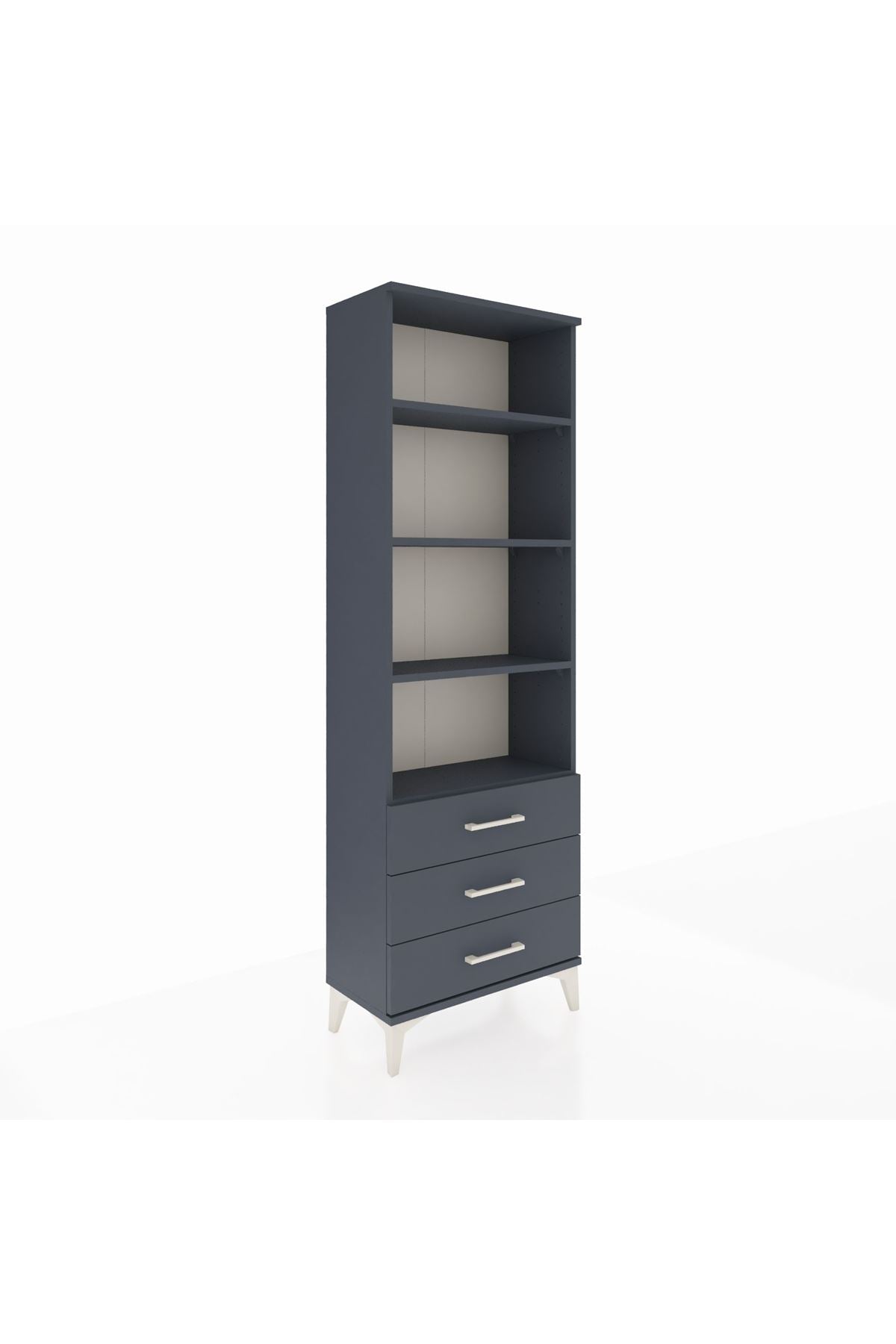 Arges Dolap 4 Raflı 3 Çekmeceli 60x30x182 Antrasit-Antrasit