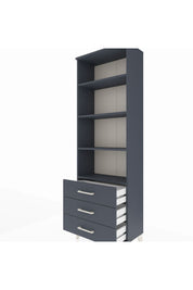 Arges Dolap 4 Raflı 3 Çekmeceli 60x30x182 Antrasit-Antrasit